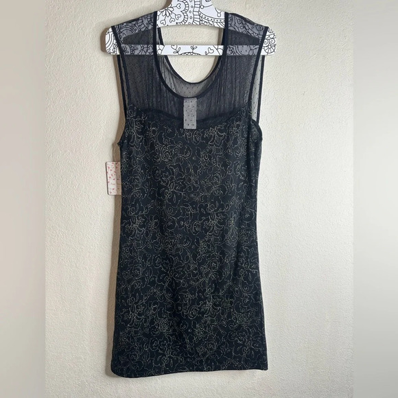 Free People Dragonfly Dress black/gold size large NWT - Picture 2 of 6